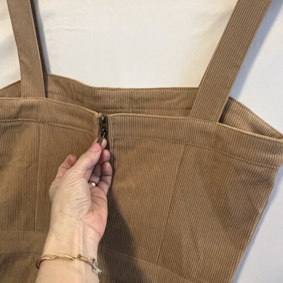 Jealous Tomato Women’s Brown Jumpsuit Medium Size Corduroy Y2K Flare Leg Zipper - Picture 13 of 14